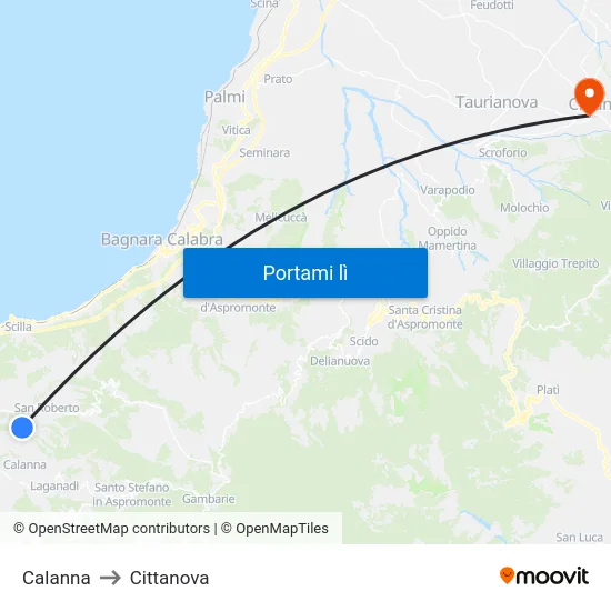 Calanna to Cittanova map