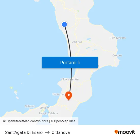 Sant'Agata Di Esaro to Cittanova map