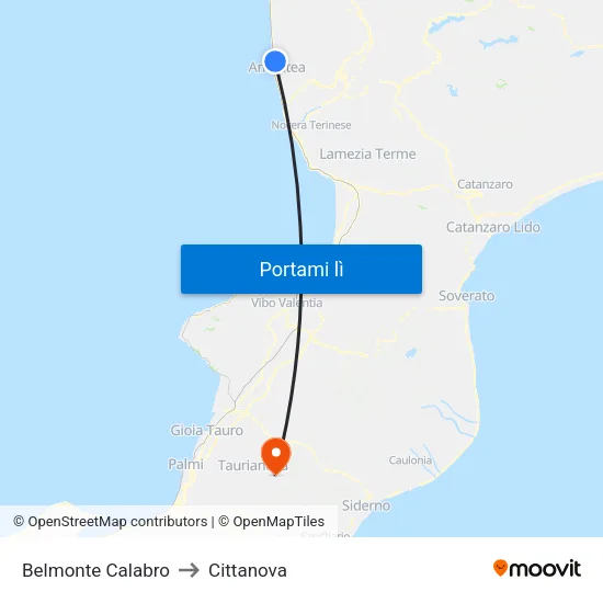 Belmonte Calabro to Cittanova map