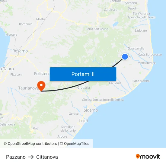 Pazzano to Cittanova map