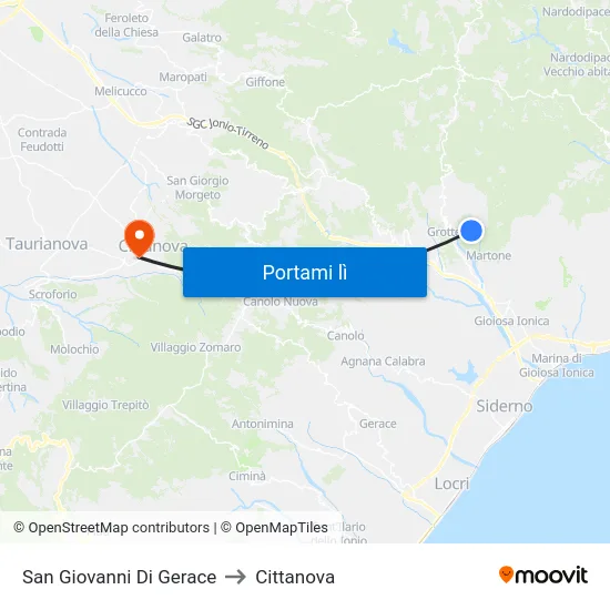 San Giovanni Di Gerace to Cittanova map