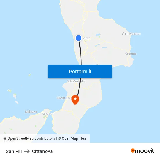 San Fili to Cittanova map