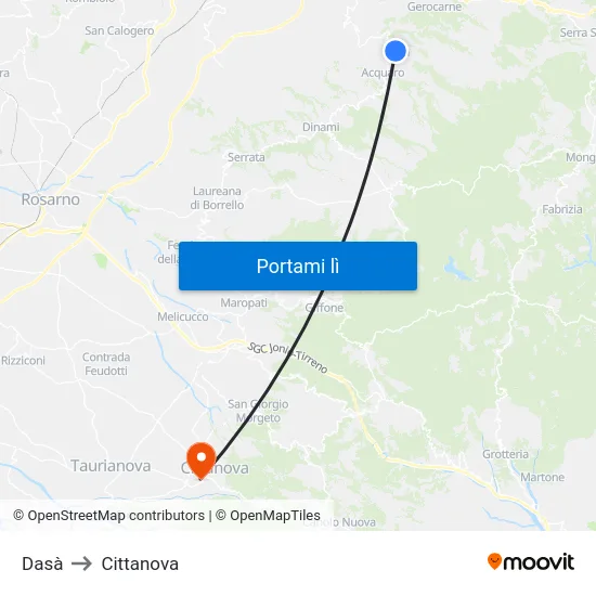 Dasà to Cittanova map