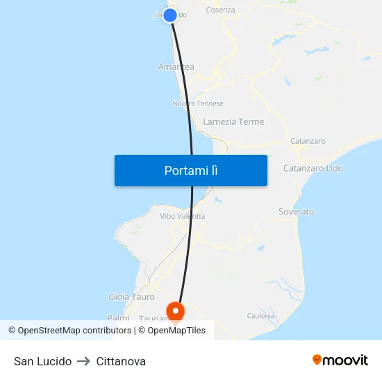 San Lucido to Cittanova map