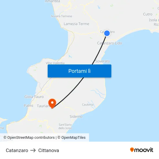 Catanzaro to Cittanova map
