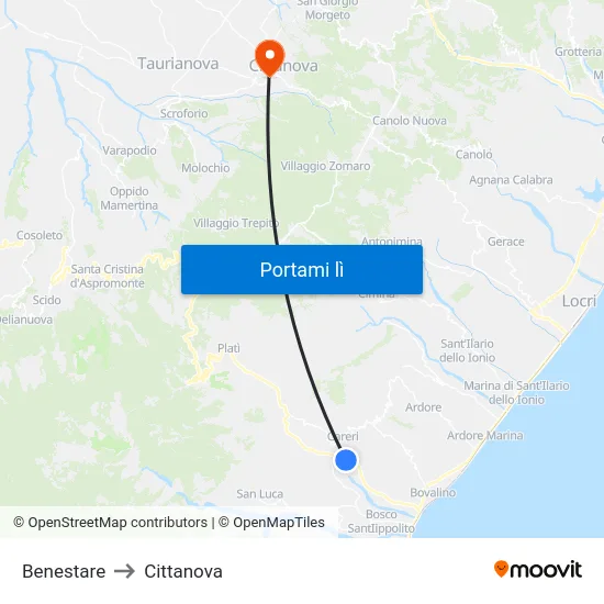 Benestare to Cittanova map
