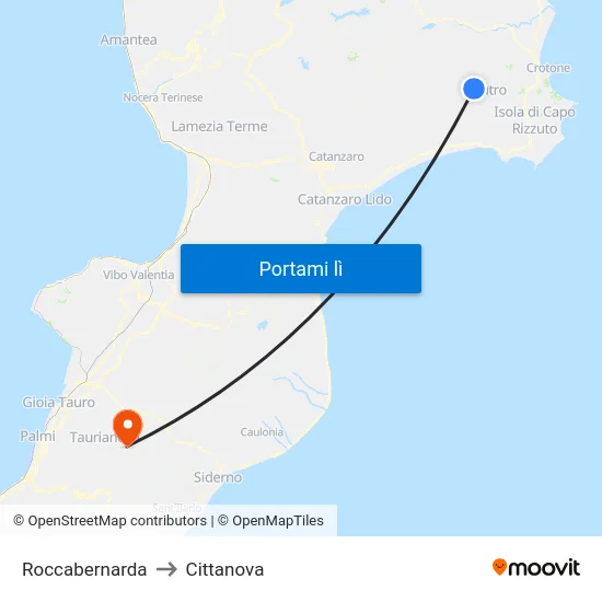 Roccabernarda to Cittanova map