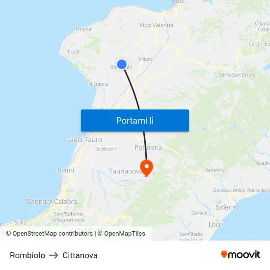 Rombiolo to Cittanova map