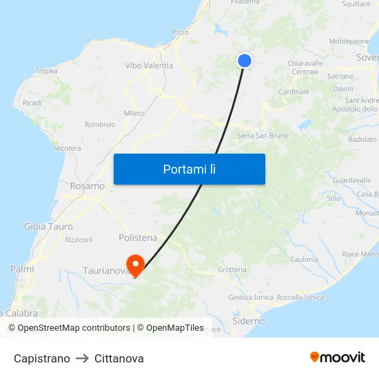Capistrano to Cittanova map