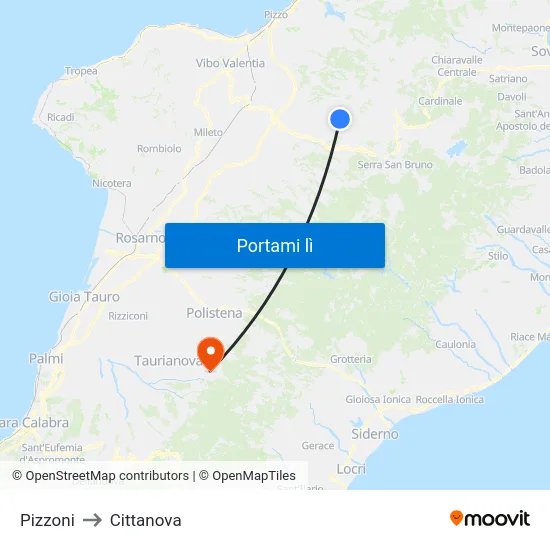 Pizzoni to Cittanova map