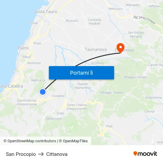 San Procopio to Cittanova map