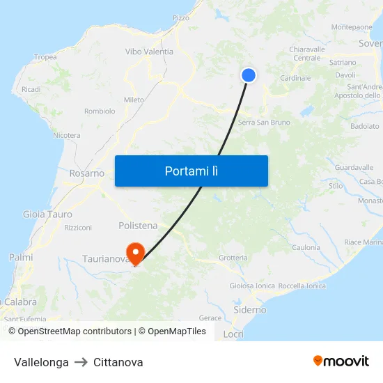 Vallelonga to Cittanova map