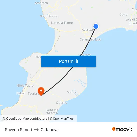 Soveria Simeri to Cittanova map