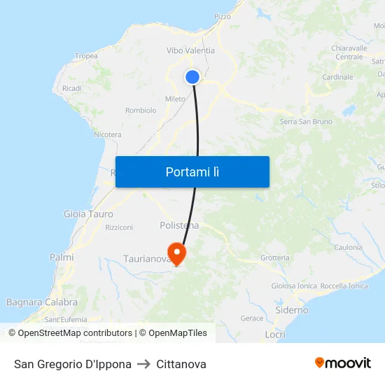 San Gregorio D'Ippona to Cittanova map
