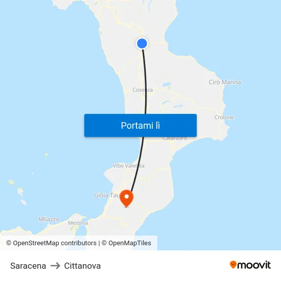 Saracena to Cittanova map