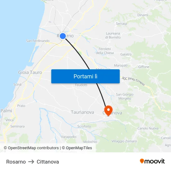 Rosarno to Cittanova map