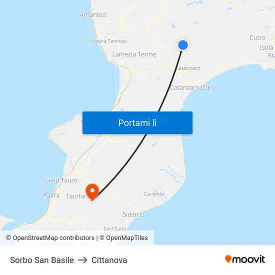 Sorbo San Basile to Cittanova map