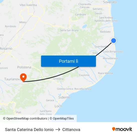 Santa Caterina Dello Ionio to Cittanova map