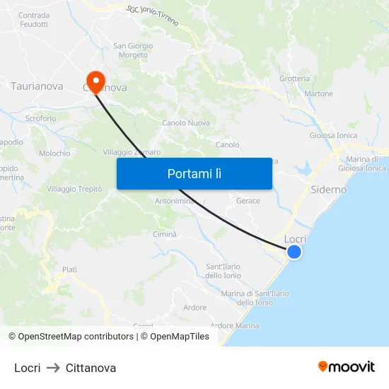 Locri to Cittanova map