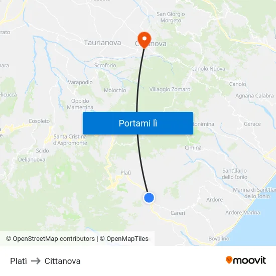 Platì to Cittanova map