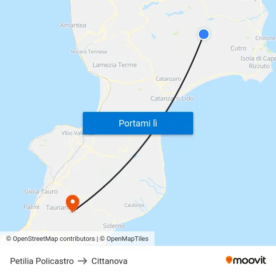 Petilia Policastro to Cittanova map