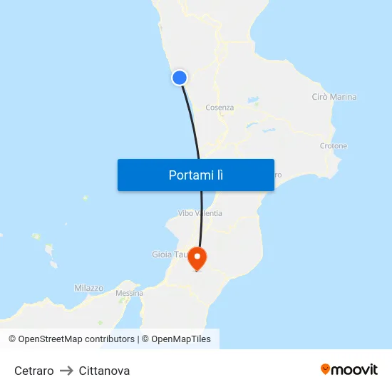 Cetraro to Cittanova map