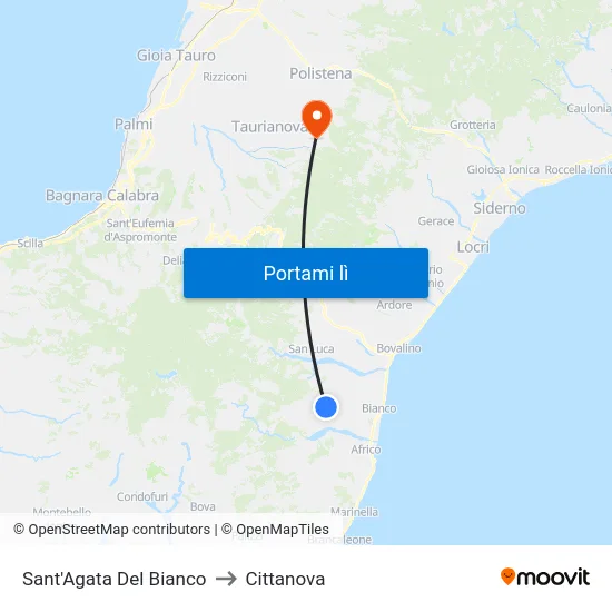 Sant'Agata Del Bianco to Cittanova map