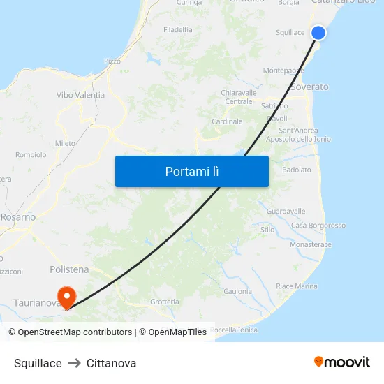 Squillace to Cittanova map