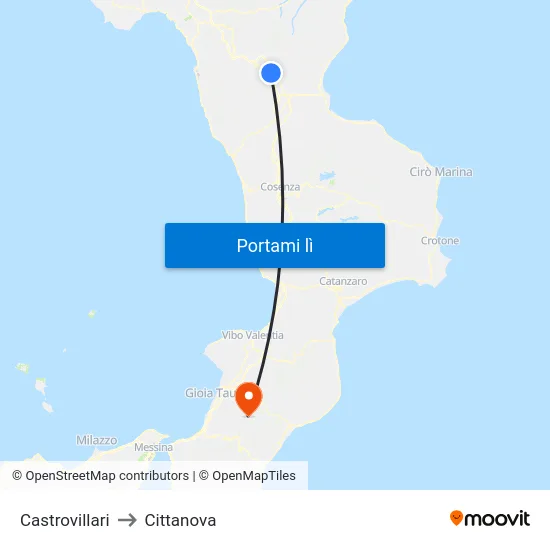 Castrovillari to Cittanova map