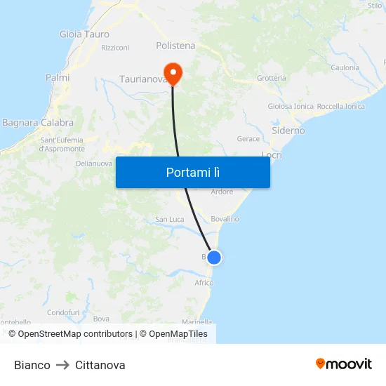 Bianco to Cittanova map