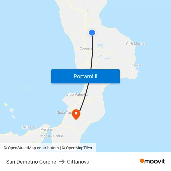 San Demetrio Corone to Cittanova map