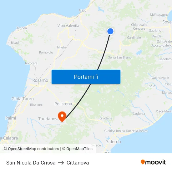 San Nicola Da Crissa to Cittanova map
