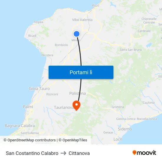 San Costantino Calabro to Cittanova map