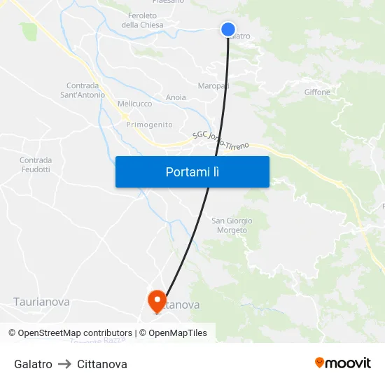 Galatro to Cittanova map