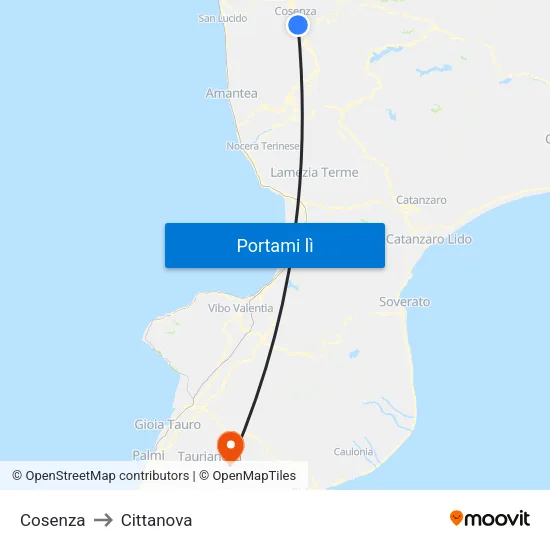 Cosenza to Cittanova map
