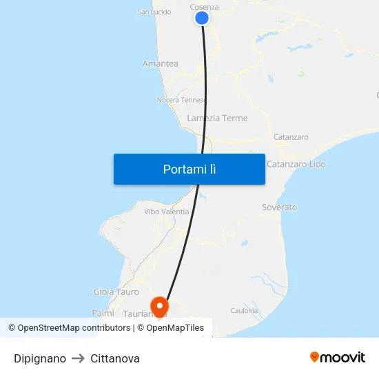 Dipignano to Cittanova map