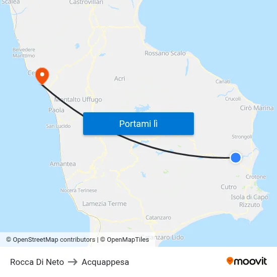 Rocca Di Neto to Acquappesa map