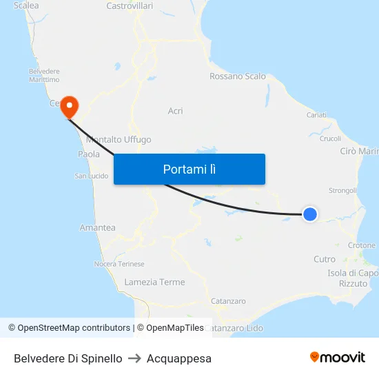 Belvedere Di Spinello to Acquappesa map
