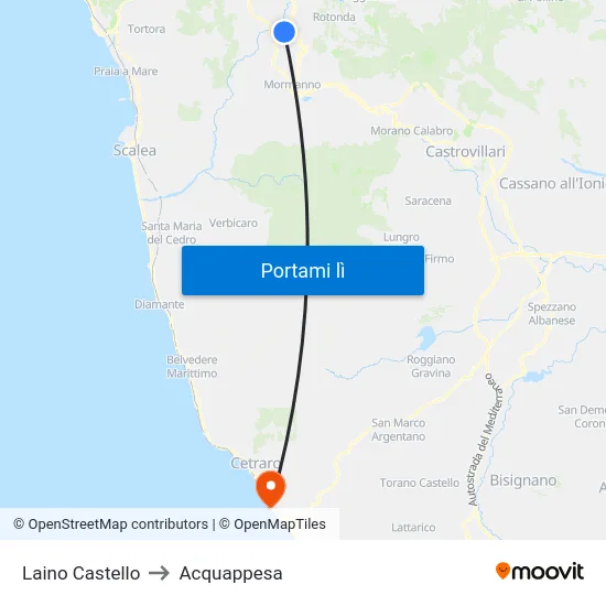 Laino Castello to Acquappesa map