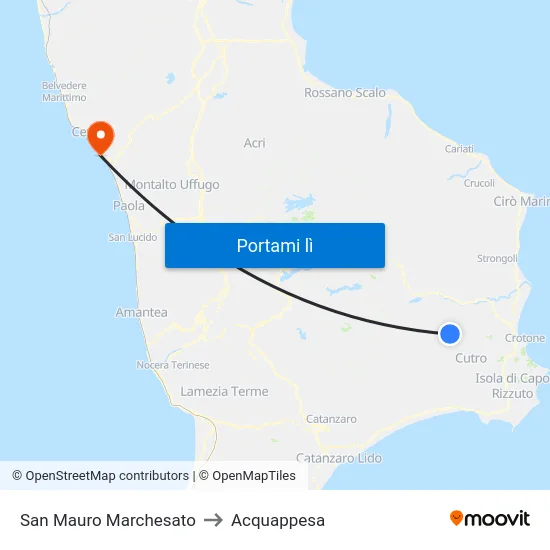 San Mauro Marchesato to Acquappesa map
