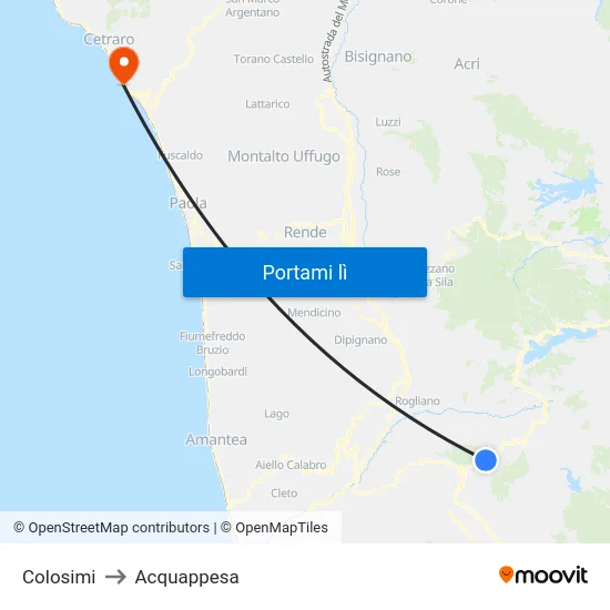 Colosimi to Acquappesa map