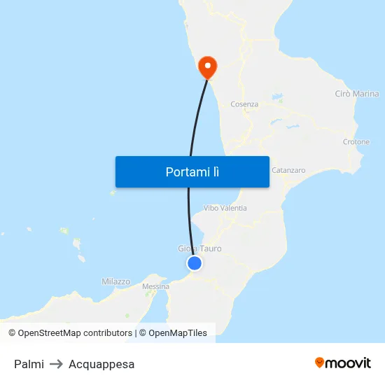 Palmi to Acquappesa map