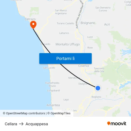 Cellara to Acquappesa map