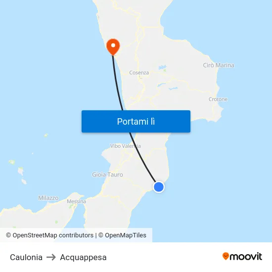 Caulonia to Acquappesa map
