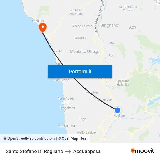 Santo Stefano Di Rogliano to Acquappesa map
