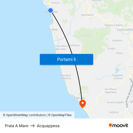 Praia A Mare to Acquappesa map