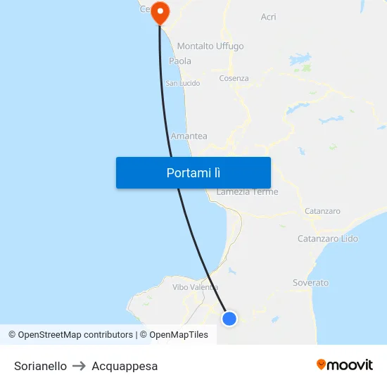 Sorianello to Acquappesa map