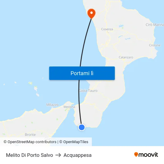 Melito Di Porto Salvo to Acquappesa map