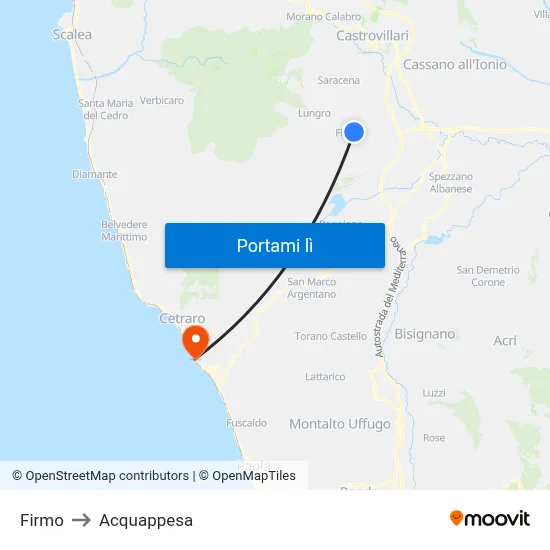 Firmo to Acquappesa map