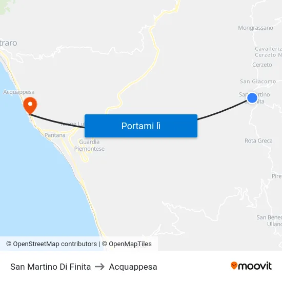 San Martino Di Finita to Acquappesa map